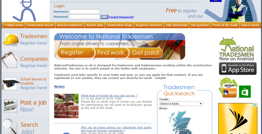 nationaltradesmen.co.uk launched today
