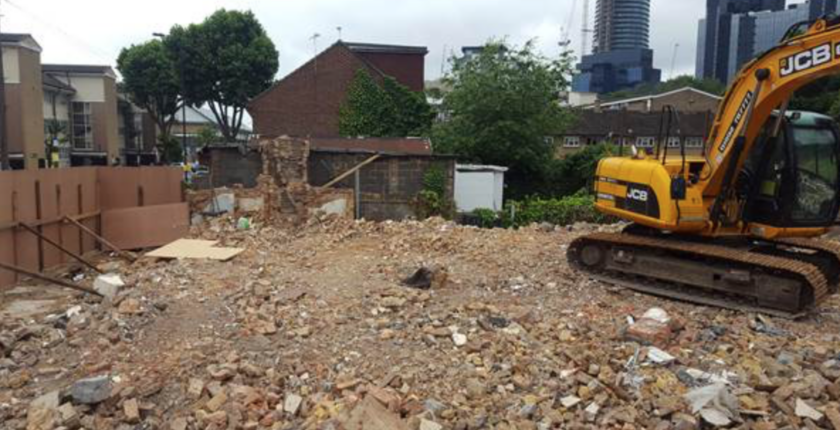 Site after demolition of properties