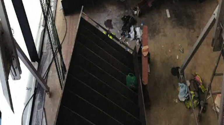 Staircase slipped and amputated leg