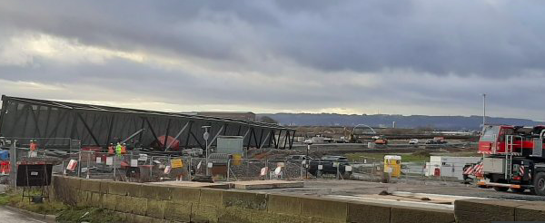 100 metre long bridge fell on its side