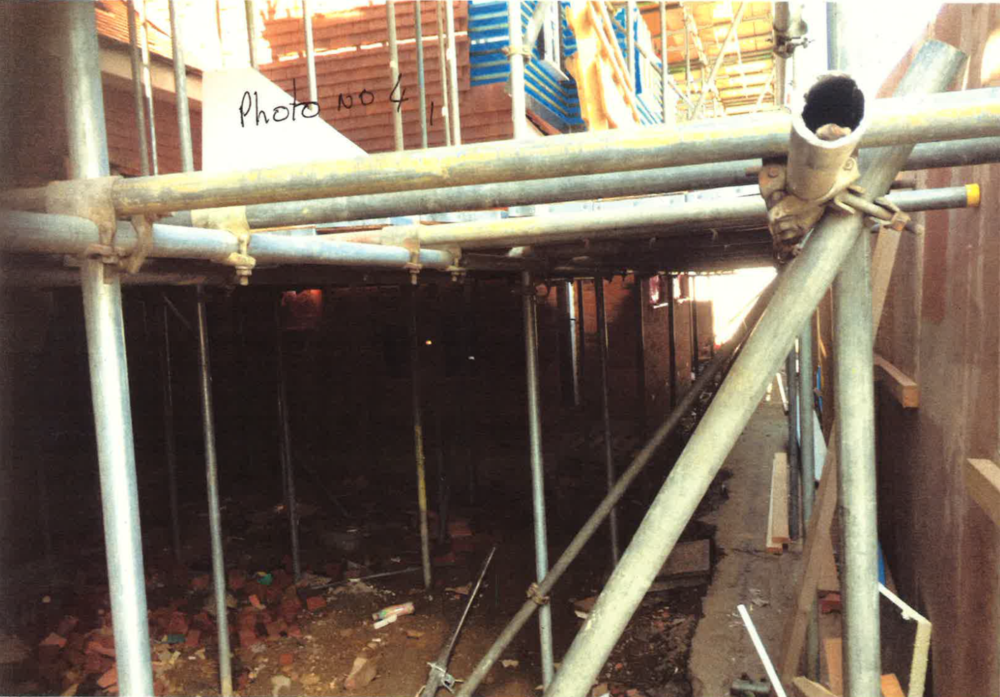 Scaffold where worker fell and died