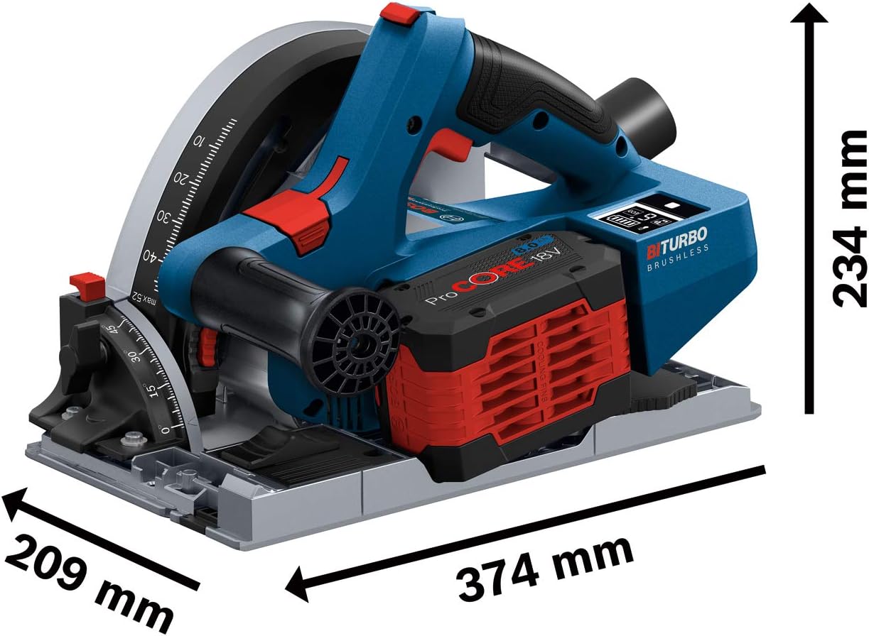 Compact design Bosch Professional BITURBO GKT 18V-52 GC Cordless Plunge Circular Saw