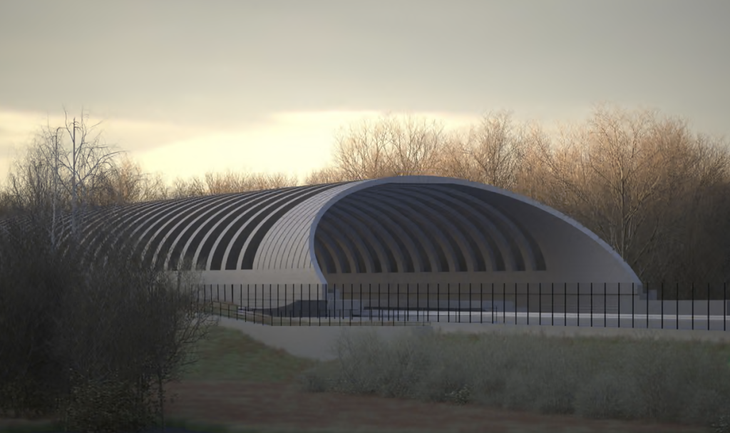 Sheephouse Wood bat protection structure, which will allow bats to cross above the railway photograph: HS2/PA